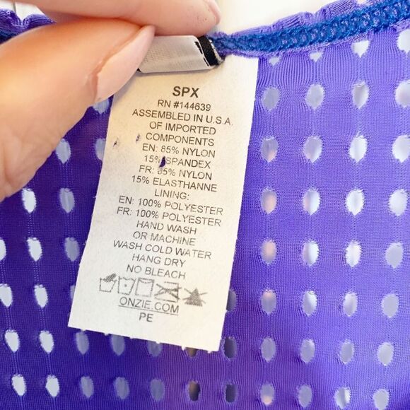 Onzie Molly Jersey Mesh Tank with Flyaway Sides Periwinkle Women’s One Size Fits - Picture 7 of 11